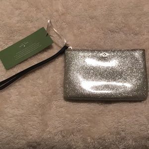 Kate Spade silver wristlet; NWT